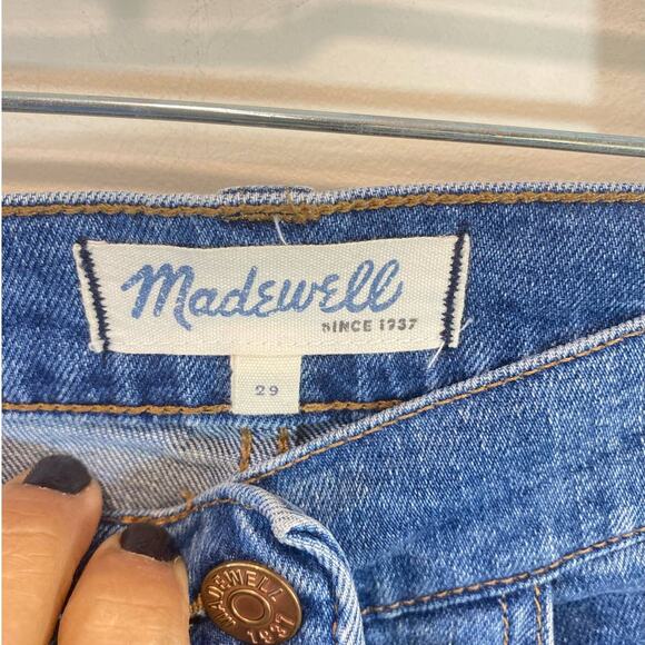 Madewell Denim Medium Wash Asymetrical Button Up Skirt 29 us - Picture 2 of 7